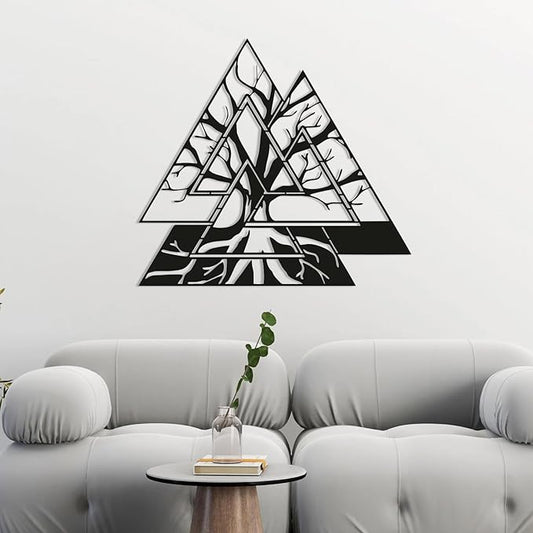 Metal Viking Wall Decor, Tree of Life Metal Wall Art, Norse Viking Decor, Norse Pagan Decor, Pagan Wall Decor, Tree of Life Wall Sculpture, Scandinavian Home Decor, Godly Home Decor (Gold, 39"x39"|100x100cm)