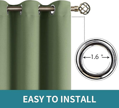 BGment Room Darkening Curtains 108 Inches Long - Grommet Thermal Insulated Drapes Window Treatment Curtains for Bedroom, 2 Panels, 52 x 108 Inch, Grass Green