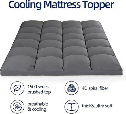 Mattress Topper Twin XL for Back Pain, Extra Thick Mattress Pad Cover, Plush Pillow Top, Deep Elastic Pocket, Grey,39"X80"+20"