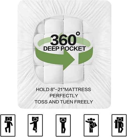 Premium Viscose Made from Bamboo King Size Mattress Topper for Back Pain, 1200 GSM Quilted Fitted Extra Thick Mattress Pad,Pillow Top Mattress Cover with Deep Pocket Up to 21 Inches（78 * 80inch）