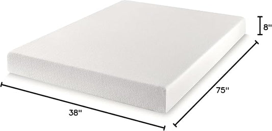 Best Price Mattress 8 inch Twin Mattress Bed-In-A-Box, Green Tea Memory Foam, White