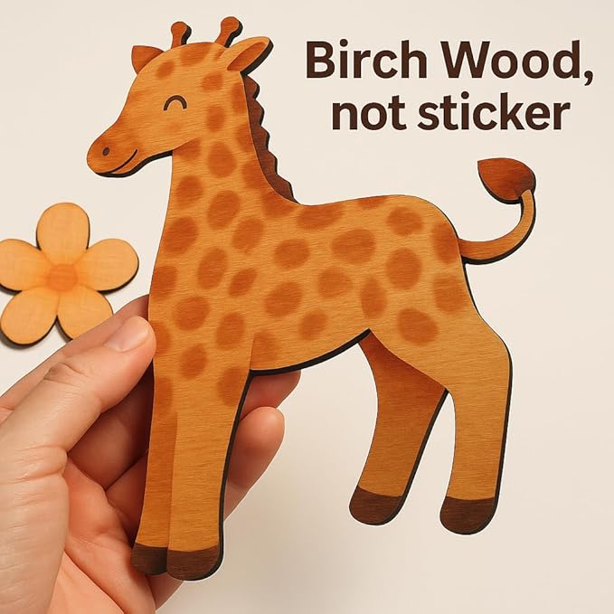 Custom Nursery Name Sign with Themed Decor Kit | Personalized Wooden Wall Art for Baby, Kids Room | Space, Jungle, Circus, Under The Sea, Woodland, Rainbow (10", Jungle/Safari)