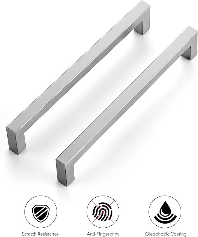 Ravinte 20 Pack 7-1/2 Inch Kitchen Square Cabinet Handles Satin Nickel Pulls Brushed Nickel Drawer Pulls Kitchen Cabinet Hardware for Cupboard Drawer Handles