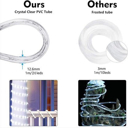50ft 360 LED Rope Lights Outdoor, Connectable and Flexible Tube Lights with 8 Modes, Waterproof Indoor Outdoor LED Rope Lighting for Deck, Garden, Pool, Patio, Indoor Outdoor Decorations (Multicolor)
