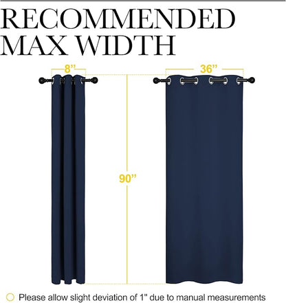 NICETOWN Window Drapes Long Curtains - Living Room Panels Grommet Top Window Treatment for Hall & Guest Room (Navy, 42 inches Wide x 90 inches Long, 2 Pieces)