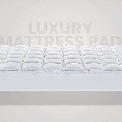 SLEEP ZONE Twin Size Cotton Mattress Pad, Machine Washable Mattress Protector Cover, Soft Cotton Top Cooling Mattress Topper Fits 8-21 inch Deep Pocket, Twin