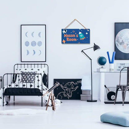 Personalized Signs Customized Sign Astronaut Sign, Custom Name for Nursery Bedroom Kids Room Wall Art Decor Outer Space Themed Decor For Boys Room Girls Bedroom