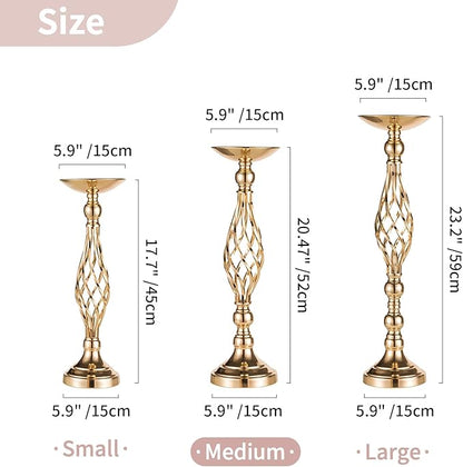 2 Pcs Versatile Metal Flower Arrangement & Candle Holder Stand Set for Wedding Party Dinner Centerpiece Event Restaurant Hotel Decoration (Gold, 2 x M)
