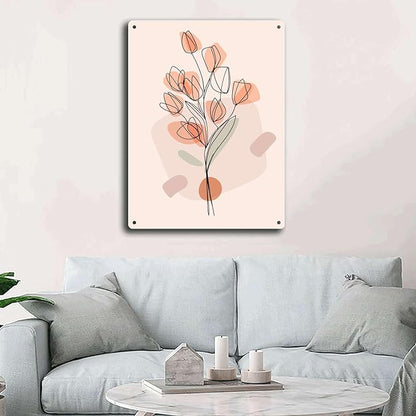 Metal Signs Abstract Floral Line Art Poster Metal Signs 12x16inch Tin Sign