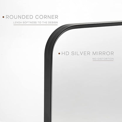 24" x 36" Pivot Rectangle Bathroom Mirror Tilting Beveled Black Metal Framed Vanity Mirrors for Wall, Tempered Glass