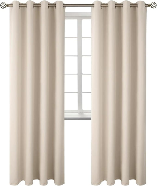 BGment Blackout Curtains - Grommet Thermal Insulated Room Darkening Bedroom and Living Room Curtains, Set of 2 Panels (55 x 69 Inch, Champagne)