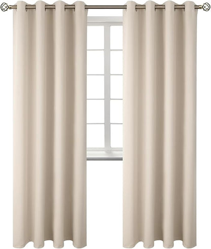 BGment Blackout Curtains - Grommet Thermal Insulated Room Darkening Bedroom and Living Room Curtains, Set of 2 Panels (46 x 72 Inch, Champagne)