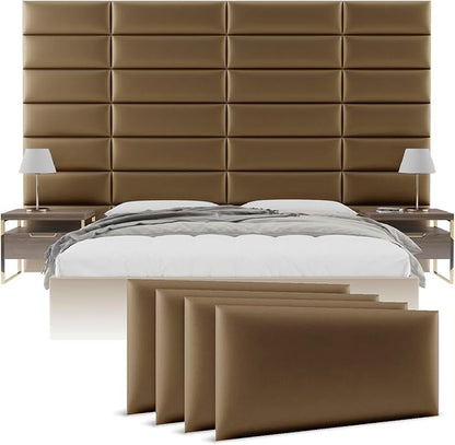 Vänt Upholstered Wall Panels - Queen/Full Size Wall Mounted Headboards - Metallic Gold - Set of 4 Panels (Each Individual Panel 30"x11.5")