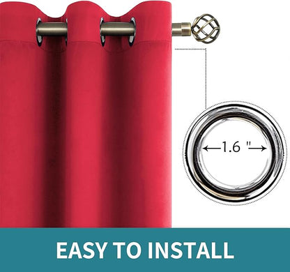 BGment Room Darkening Curtains 95 Inches Long - Grommet Thermal Insulated Drapes Window Treatment Curtains for Bedroom, 2 Panels, 52 x 95 Inch, Red
