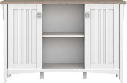 Bush Furniture Salinas Accent Storage Cabinet with Doors in Pure White and Shiplap Gray