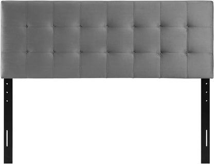 Modway Lily Queen Biscuit Tufted Performance Velvet Headboard, Gray