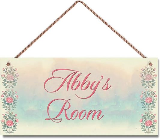 Personalized Sign Girls Bedroom Pretty Flowers Personalized Name Door Sign Wall Art Décor Wood Plaque Sign Wall Decor
