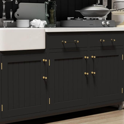 goldenwarm 10 Pack Black and Gold Cabinet Pulls 6-1/4 Inch Kitchen Cabinet Handles Black Drawer Pulls for Dresser Bathroom Modern Hardware,Zinc Alloy Base