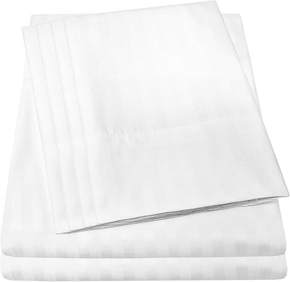 King Size Bed Sheets - 6 Piece 1500 Supreme Collection Fine Brushed Microfiber Deep Pocket King Sheet Set Bedding - 2 Extra Pillow Cases, Great Value, King, Dobby White