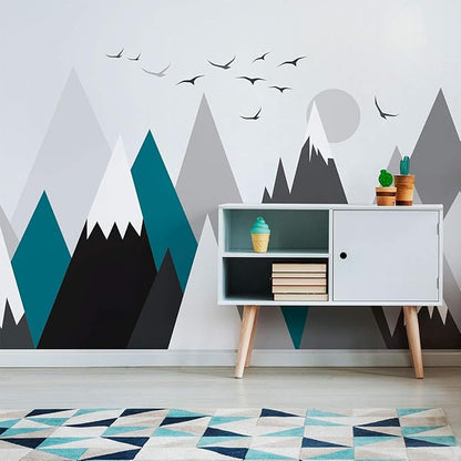 Ambiance Stickers Scandinavian Nordic Mountains Wall Decals, DIY Home Decor, Peel and Stick Removable Stickers, Waterproof and Self Adhesive Wall Art - H60 x L115 CM