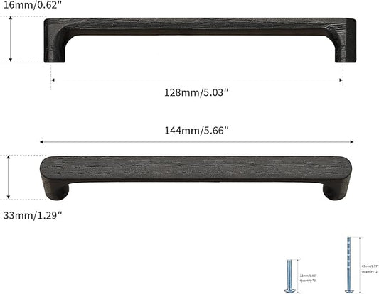 Black Round 5 in 2 pcs Wooden Drawer Pulls Handle pulls for cabinets Kitchen Cabinet Drawer pulls Cabinet Door Pull