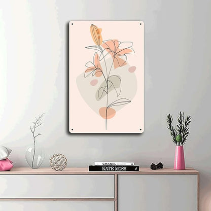 Metal Tin Signs Cute Floral Modern Art Suitable for Home Bar Cafe Farmhouse Decoration8x12inch Tin Sign
