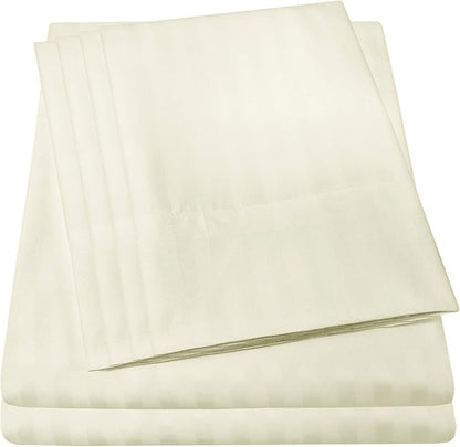 Twin Size Bed Sheets - 4 Piece 1500 Supreme Collection Fine Brushed Microfiber Deep Pocket Twin Sheet Set Bedding - 1 EXTRA PILLOW CASES, GREAT VALUE, Twin, Dobby Beige