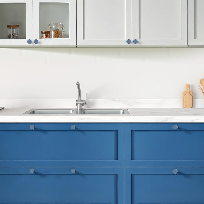 Ravinte 20 Pack Cabinet Knobs Light Blue Kitchen Cabinet Knobs Round Dresser Drawer Pulls Closet Door Pulls 1-1/5 Inch