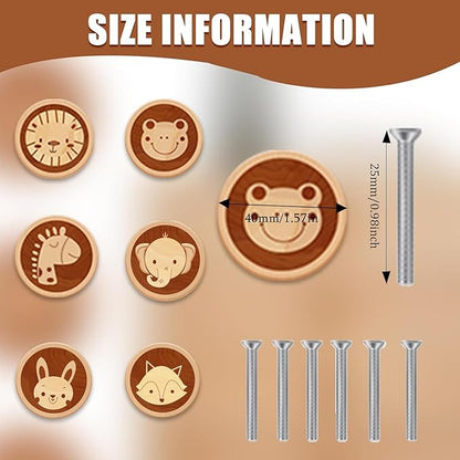 12 Pack Dinosaur Dresser Knobs 40MM/1.57" Wooden Cartoon Animal Cabinet Knob Kids Dresser Knobs Handle Drawer Knobs for Nursery