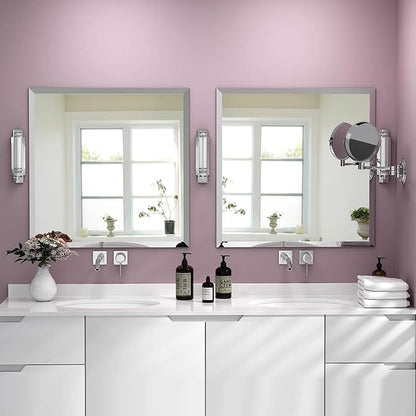 KOHROS Vanity Mirror Frameless Square Mirror, 24" x 24" Bathroom Wall Mirror w/Pencil Polished Edge, Anti-Rust, Tempered Glass, Hangs Horizontally or Vertically