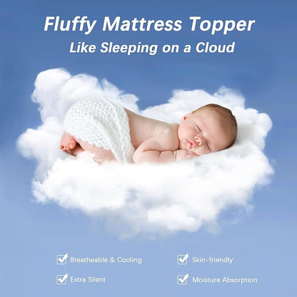 CYMULA Full XL Mattress Topper, Grey Cooling Mattress Pad Cover, Extra Thick Pillow Top Mattress Topper with 8-21 Inch Elasticated Deep Pockets, Plush Down Alternative Fill Mattress Protector