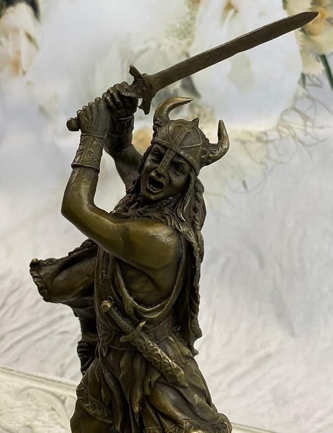 EUROPEAN BRONZE Hot Cast Viking Norse Nordic Scandinavian Warrior Bronze Art Sculpture Figurine Vault