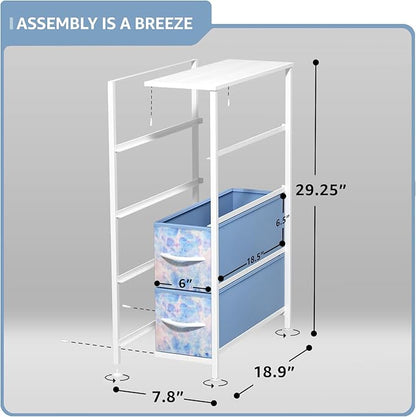 Sorbus Kids Narrow Dresser with 4 Drawers - Vertical Slim Storage Chest of Drawers with Steel Frame, Wood Top & Easy Pull Fabric Bins for Small Spaces, Closets, Bedroom, Bathroom & Laundry