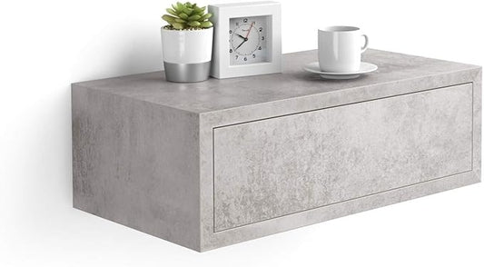 Mobili Fiver, Riccardo Floating nightstand, Concrete Effect, Grey, Made in Italy