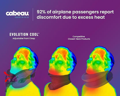 Evolution Cool Travel Neck Pillow by Cabeau - Cooling Airflow Vents, Memory Foam Neck Support, and Adjustable Clasp - Comfort On-The-Go with Carrying Case - Airplane, Train, Car, and Gaming (Blue)