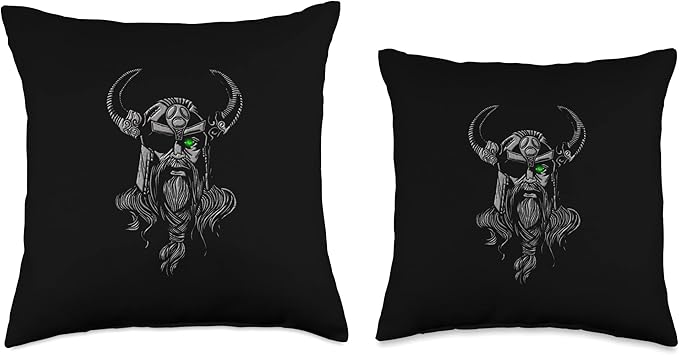 Nordic Country & Celtic Mythology Designs Viking Norway Norwegian Scandinavian Valhalla God King Throw Pillow, 16x16, Multicolor