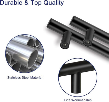 HBL' 10 Pack | 3-1/2 Inch Center to Center Matte Black Cabinet Pulls Kitchen Cabinet Handles, Made of Stainless Steel, Ideal for Cabinet,Drawer,Cupboard and Wardrobe.