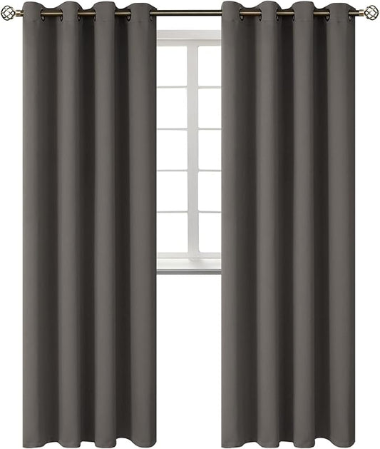 BGment Blackout Curtains - Grommet Thermal Insulated Room Darkening Bedroom and Living Room Curtains, Set of 2 Panels (52 x 120 Inch, Grey)