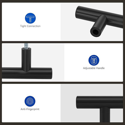 LONTAN 35 Pack Black Knobs for Cabinets and Drawers Kitchen Cabinet Knobs for Dresser Bathroom Modern T Bar Furniture Black Hardware,Stainless Steel