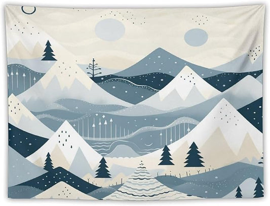 MaSiledy Tapestry Snow Mountain Scandinavian Winter Aesthetic Bedroom Tapestries Xmas Rustic Winter Holiday Tapestry Wall Hanging Wall Hanging for Bedroom Living Room Dorm Landscape 30"x40"