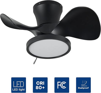ocioc Quiet Ceiling Fan with LED Light 22 inch Large Air Volume Remote Control for Kitchen Bedroom Dining Room Patio