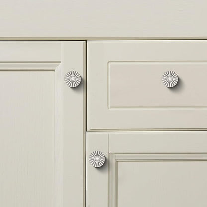2 Pack Kitchen Cabinet Knobs Round Sunflower Dresser Knob Modern Drawer Hardware Cupboard Handles Furniture Knob for Bathroom Single Hole Knobs for Wardrobe Nickel TYH-BN-K2