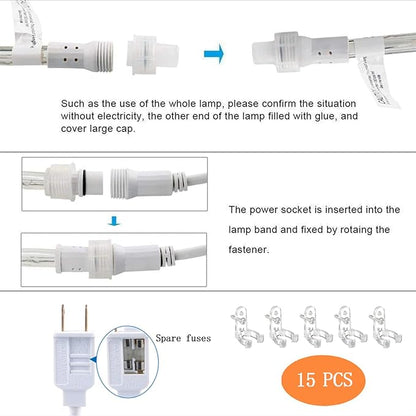 50ft LED Rope Lights Outdoor, 360 LED Connectable and Flexible Tube Lights with 8 Modes, Waterproof LED Rope Lighting for Garden, Patio, Pool, Bedroom, Party, Indoor Outdoor Christmas Decoration (Red)