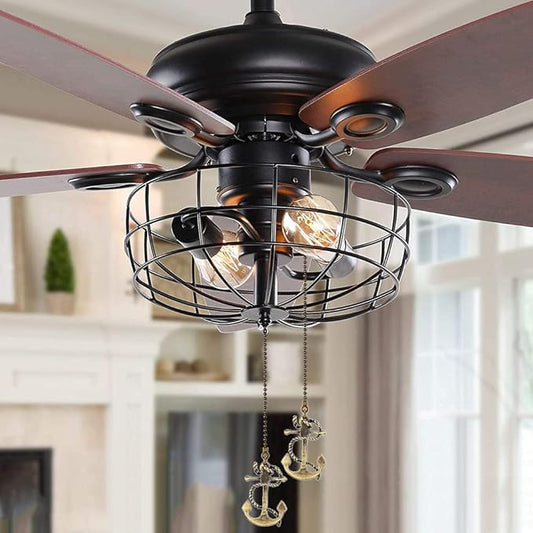 Ceiling Fan Pull Chain 12 inch Anchor Pull Chain Extension Fan Chain Extender Ceiling Fan Pulls Ornament with Ball Fan Chain Connector for Ceiling Fan Light, 1PCS (Anchor)