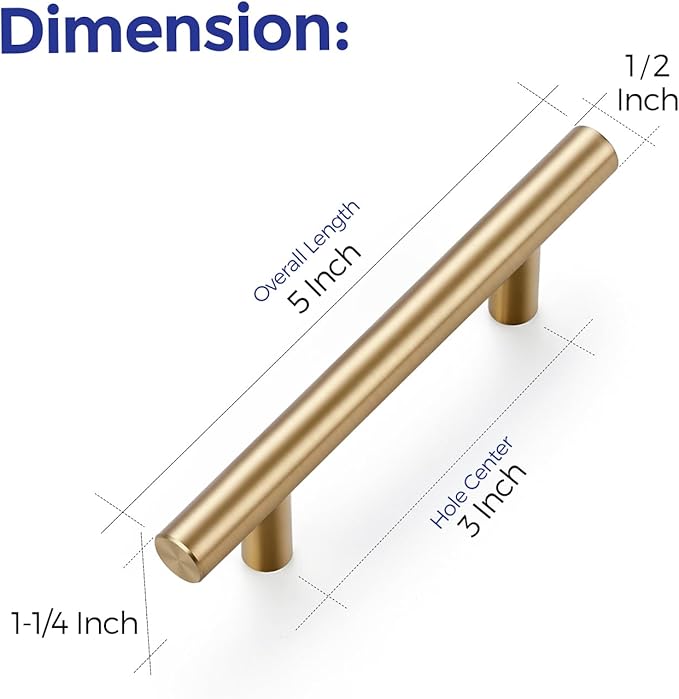 Ravinte 45 Pack 5 Inch Cabinet Pulls Champagne Bronze Stainless Steel Kitchen Drawer Pulls Cabinet Handles 5 InchLength, 3 Inch Hole Center