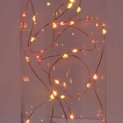 QBIS Battery Powered Fairy Lights for Bedroom, 40 LED Lights, Battery Operated String Lights for Christmas, Halloween Decorations, 6hr Timer Mode, Red, Orange, Yellow Fairy Lights