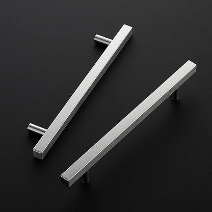 Ravinte Brushed Nickel Cabinet Handles 5 Pack 6-3/10 inch Satin Nickel Square Cabinet Pulls Silver Hardware for Kitchen Cabinets 8-4/5 inch Overall Length Stainless Steel Drawer Pulls