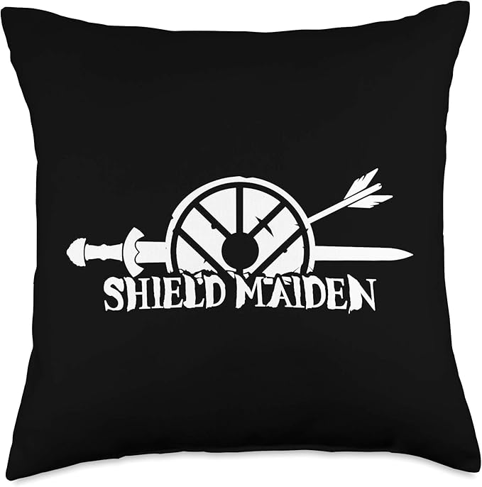 Viking Shield Maiden Scandinavian folklore Female Warrior Throw Pillow