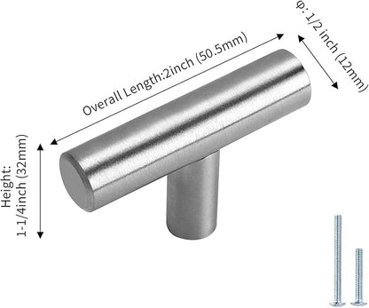 LONTAN Cabinet Knobs Brushed Nickel Cabinet Knobs T Bar Drawer Knobs Round Cabinet Hardware for Drawer, Single Hole, Pack of 20