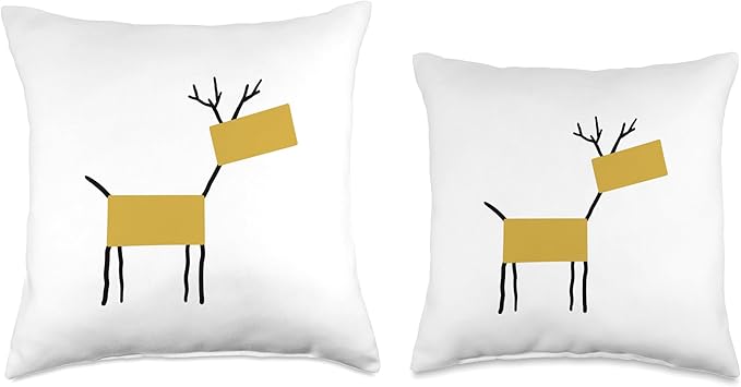 Cute Scandinavian Animals Designs Chic Deer Moose Scandinavian Elk Minimalism Reindeer Throw Pillow, 18x18, Multicolor